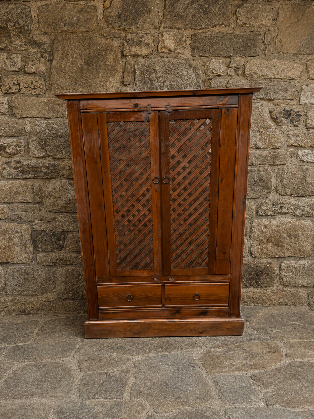 Rustic Spanish Colonial Pine Storage Cabinet
