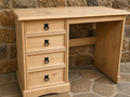 Solid Pine Pedestal Desk – Traditional Style Wooden Writing Desk with Drawers
