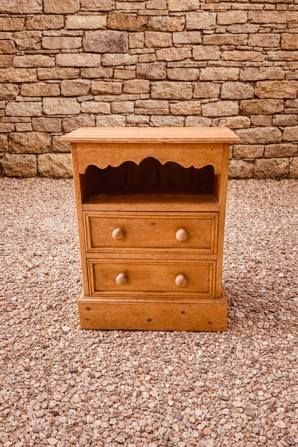 Rustic Pine Bedside Cabinet with Drawers