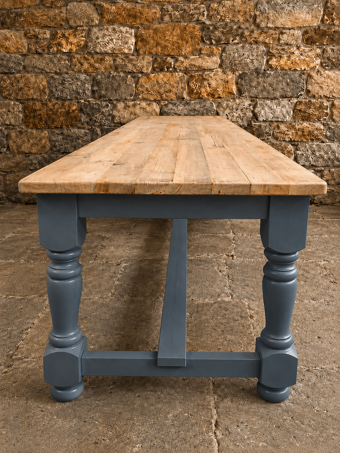 Handmade Bespoke Farmhouse Dining Table | Reclaimed Pine Top | Custom Sizes 4ft–13ft