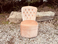 Vintage Peach Velvet Boudoir Chair – Button Back Dressing Table Chair