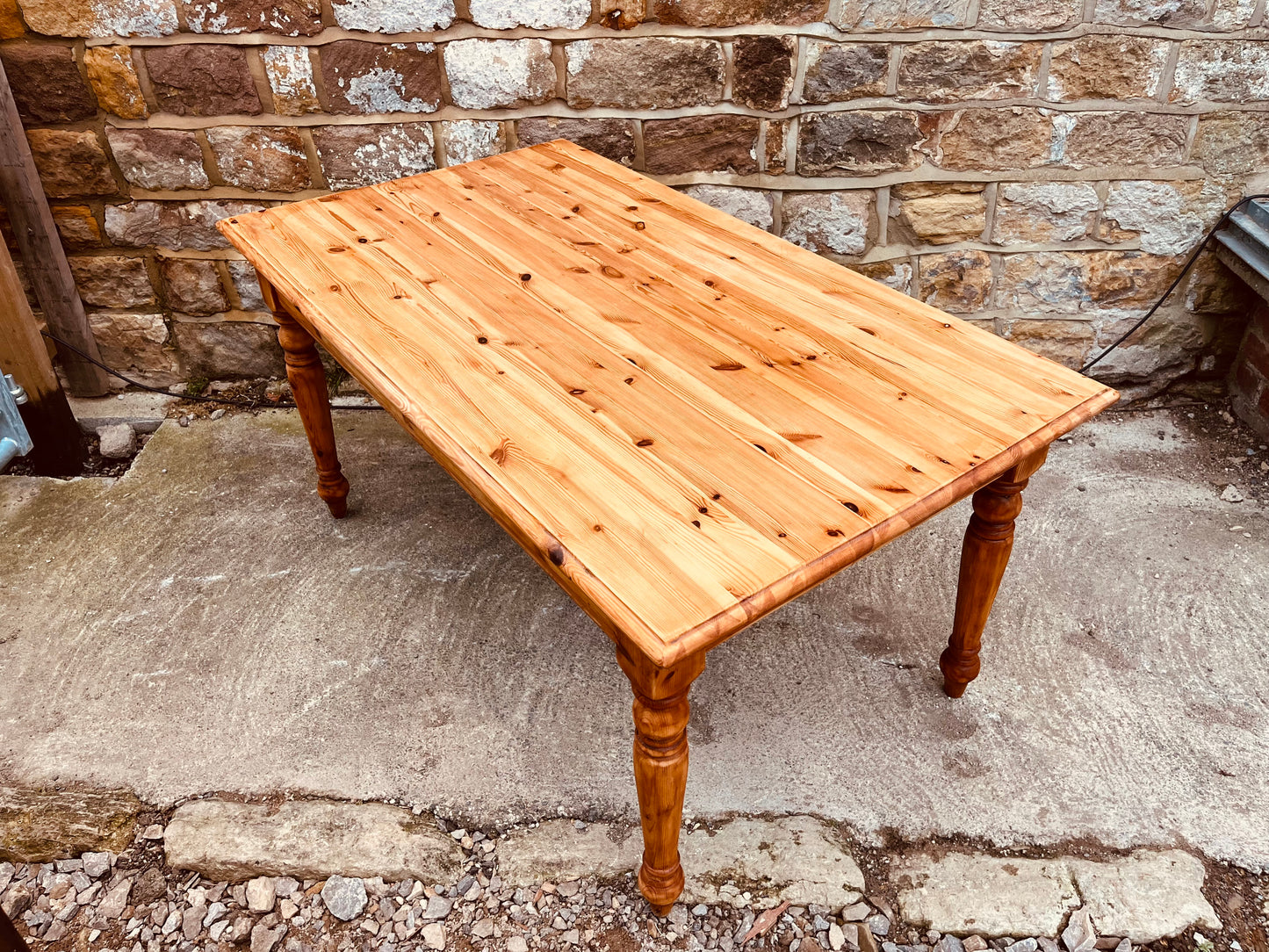 Antique Pine Farmhouse Dining Table – Late Victorian Rustic Kitchen Table (152cm)