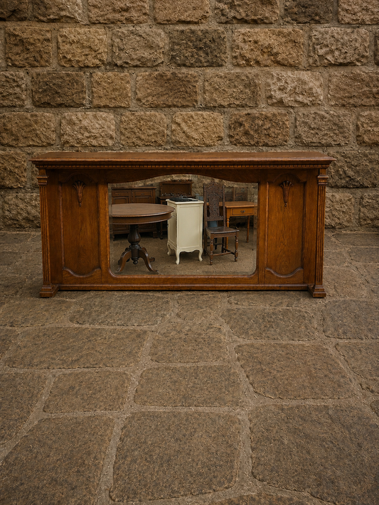 Edwardian Oak Overmantel Fireplace Mirror c.1910