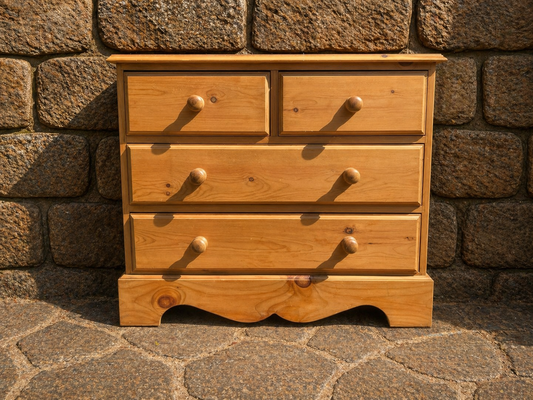 Vintage Pine Chest of Drawers – Rustic 4 Drawer Farmhouse Dresser