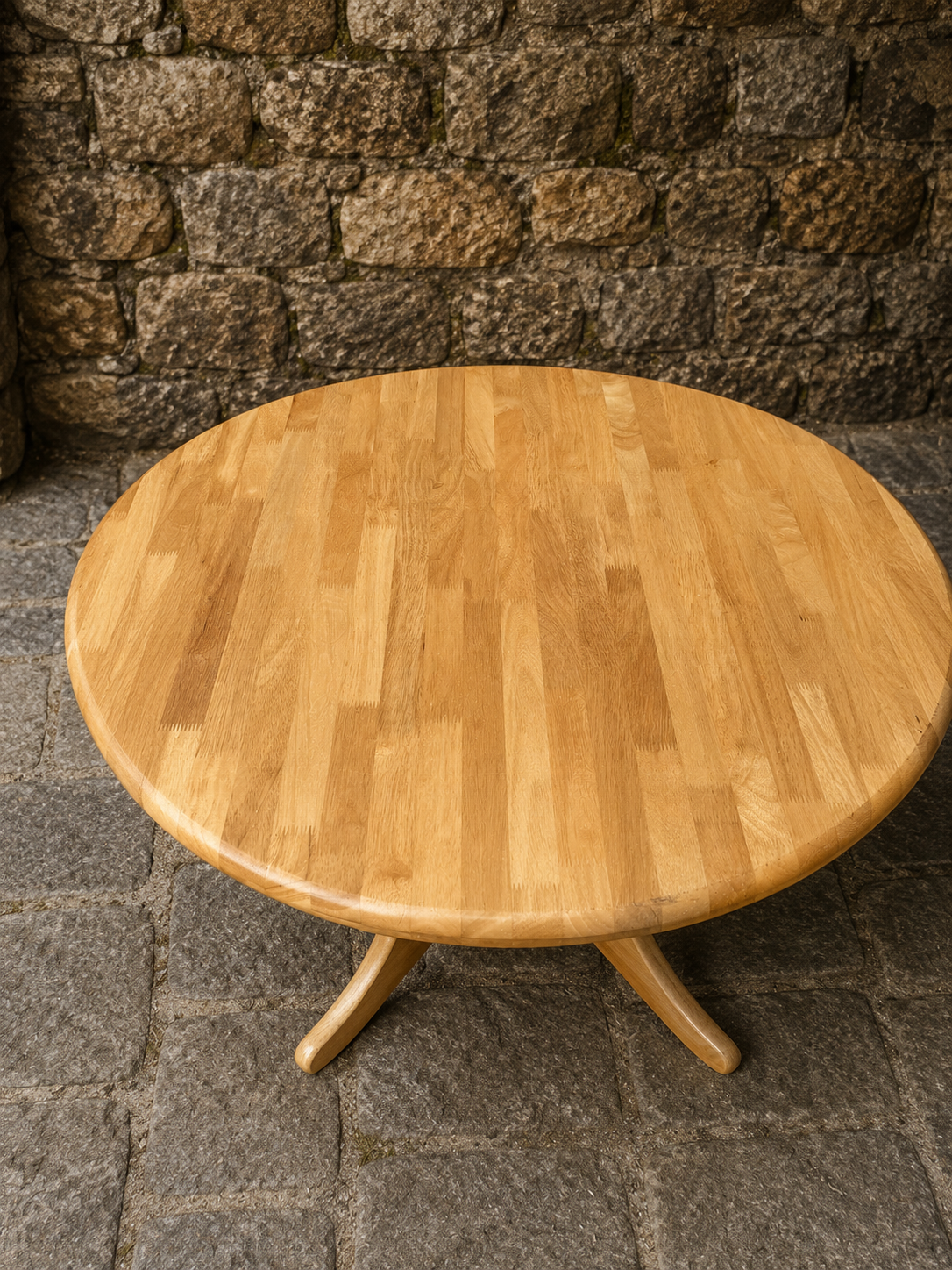 Round Oak Pedestal Dining Table | Light Oak 4 Seat Kitchen & Dining Table