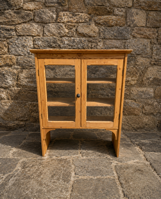 Rustic Pine Glazed Display Cabinet c.1980–2000