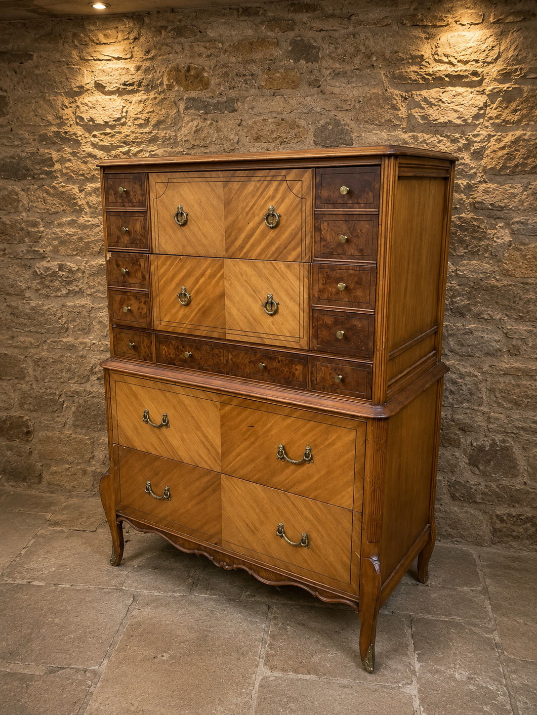 Antique French Walnut Semainier Chest of Drawers | Belle Époque Walnut Lingerie Chest | French Tallboy | Circa 1890–1910