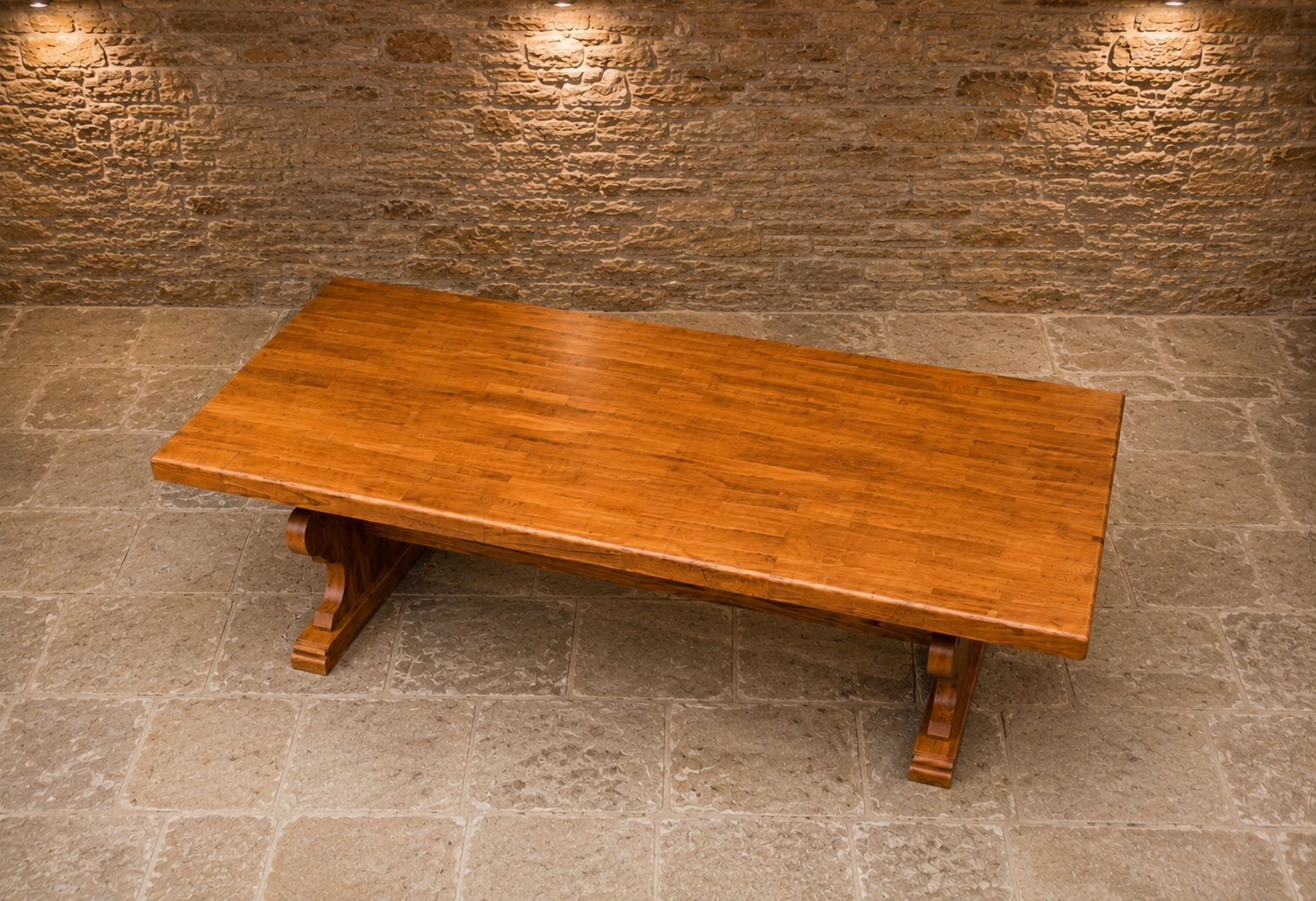 Large Solid Oak Refectory Dining Table | English Farmhouse Trestle Dining Table | Rustic Country Kitchen Table | Seats 8–10
