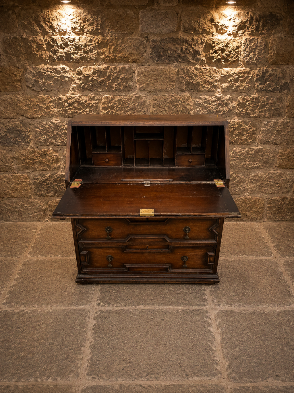 Vintage Mid-Century Bureau Writing Desk – Compact Home Office & Storage Cabinet