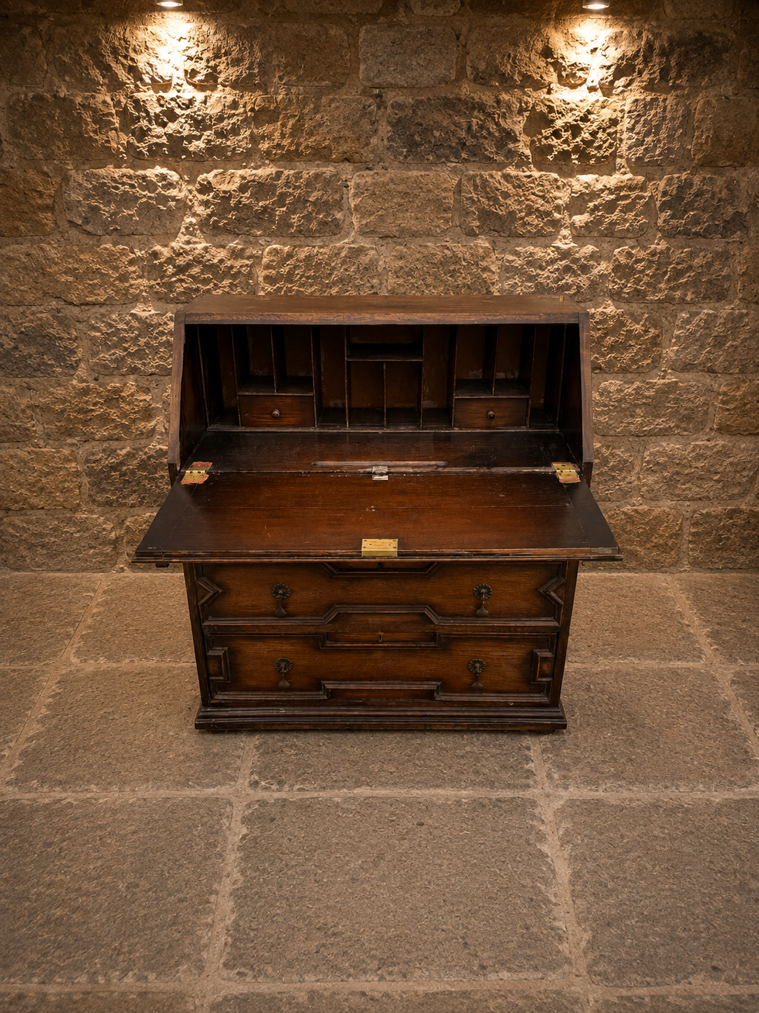 Vintage Mid-Century Bureau Writing Desk – Compact Home Office & Storage Cabinet