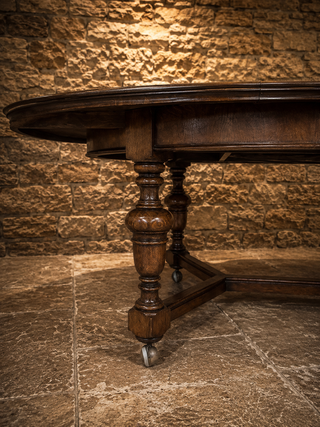 Antique English Solid Oak Extending Dining Table | Oval Farmhouse Table | Circa 1920