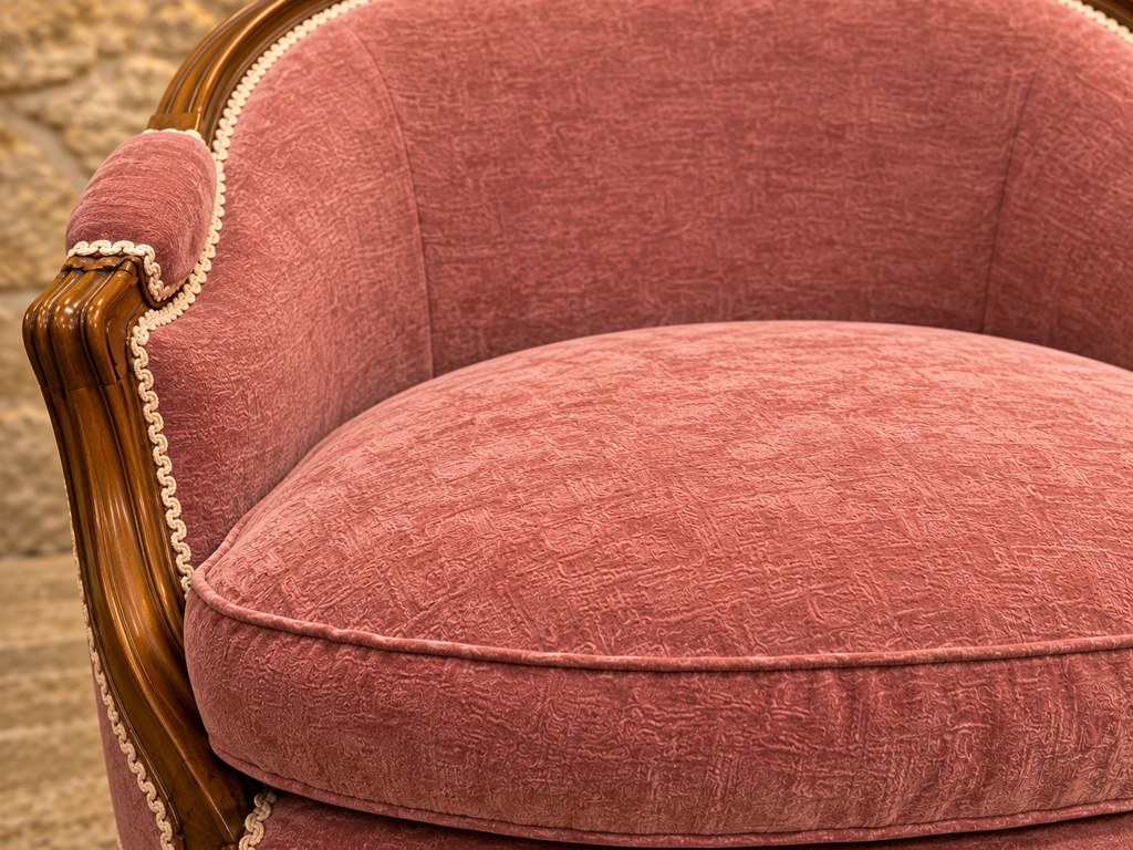 Pair of vintage Louis XV style armchairs in dusty rose pink