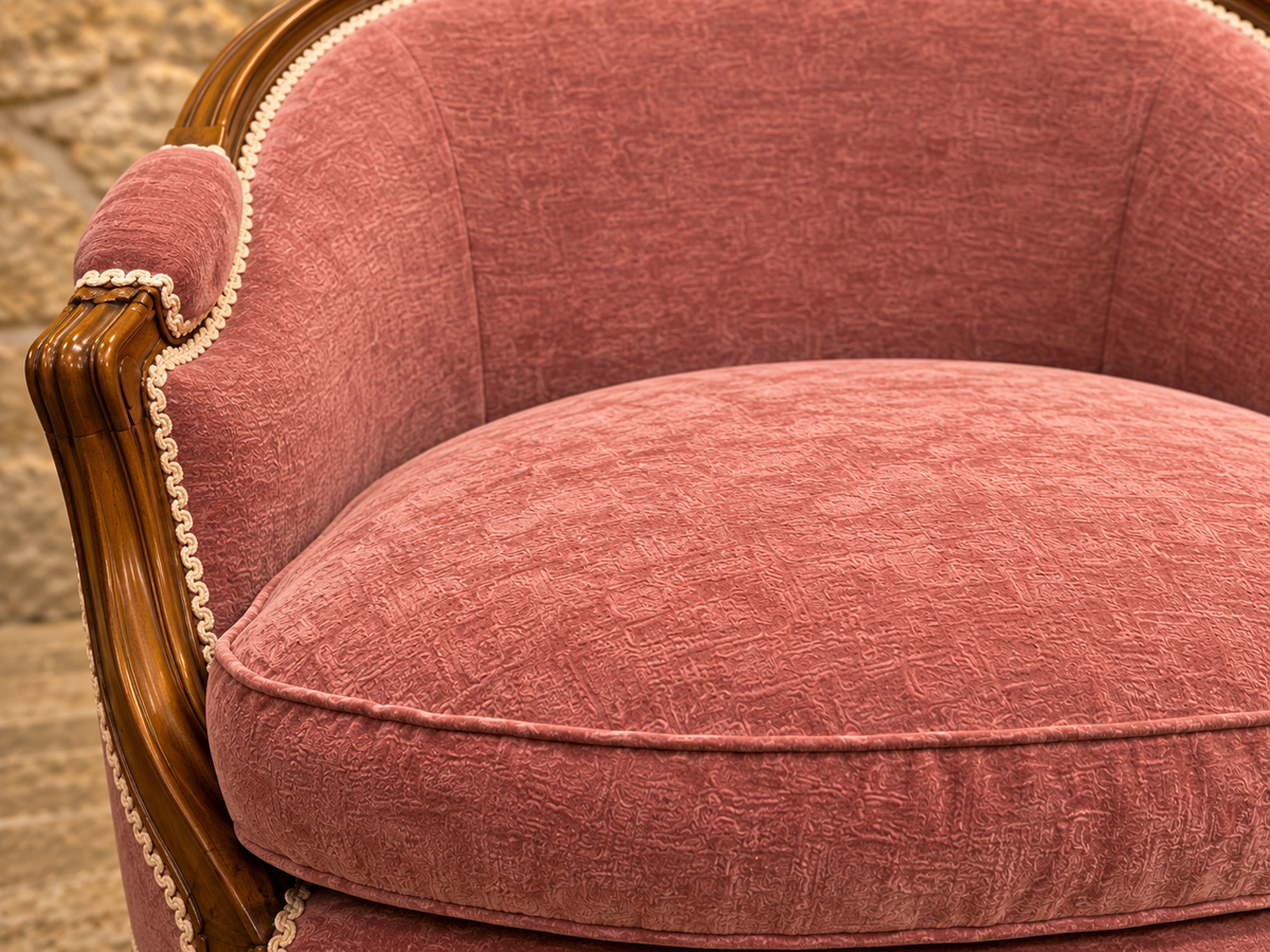 Pair of vintage Louis XV style armchairs in dusty rose pink