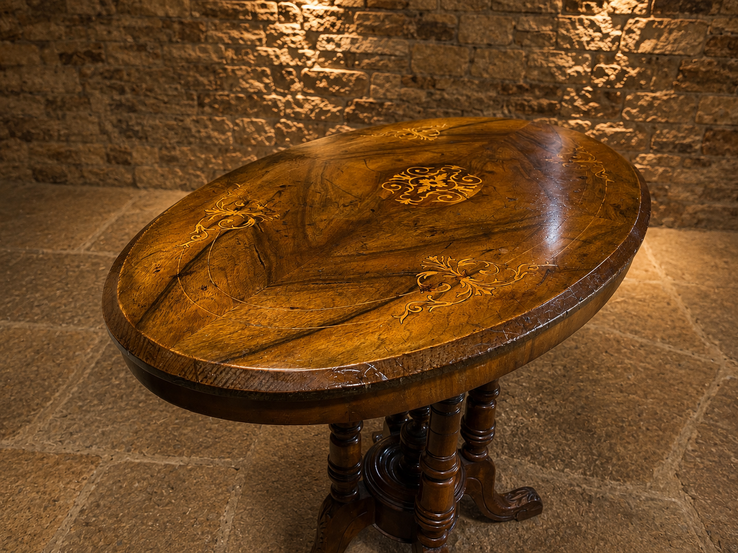 Victorian Burr Walnut Marquetry Centre Table | Antique Oval Walnut Occasional Table | English Circa 1860–1880