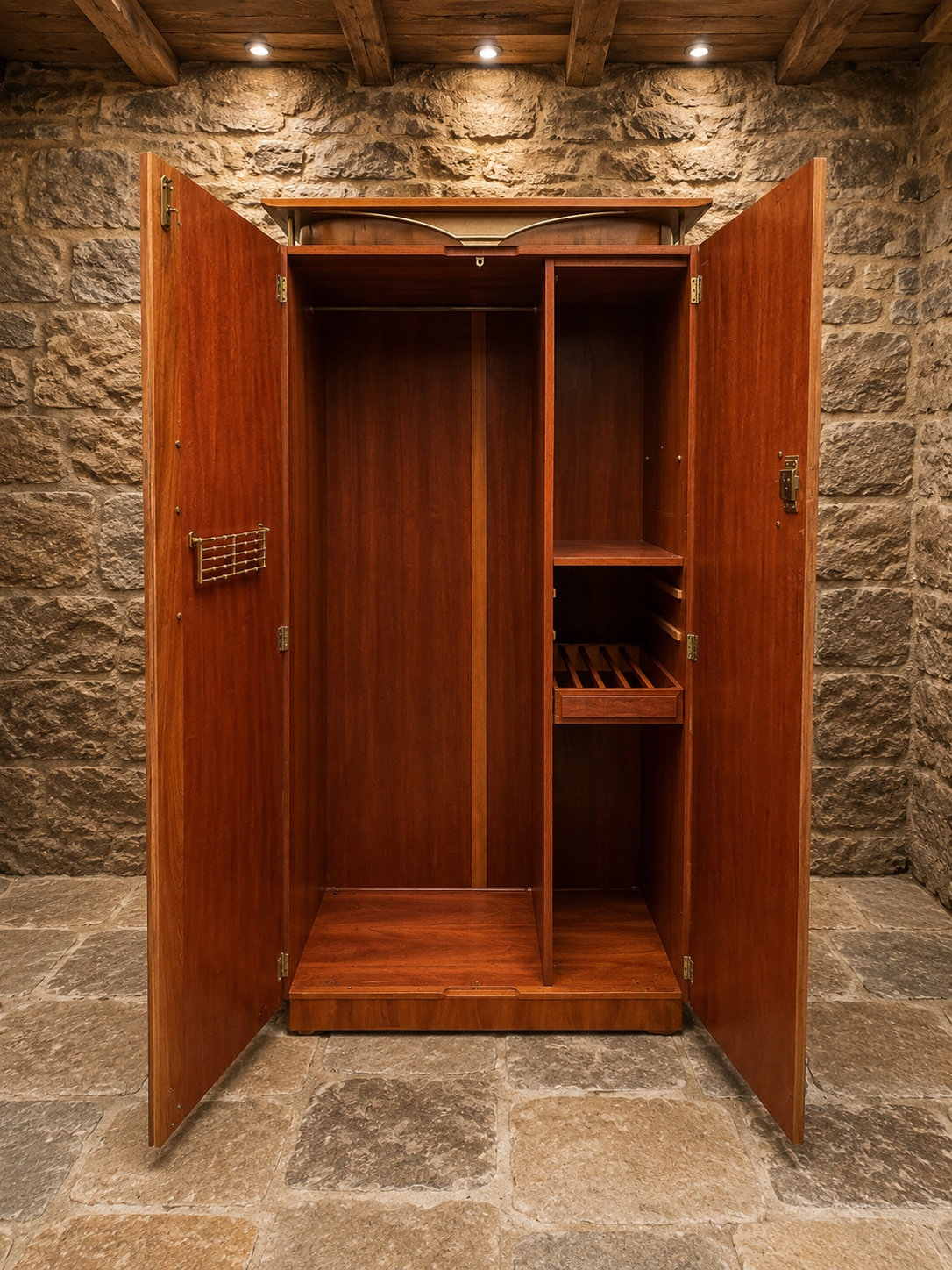 Art Deco Walnut Compactum Wardrobe | Vintage Gentleman’s Wardrobe | 1930s Walnut Armoire | Art Deco Bedroom Storage