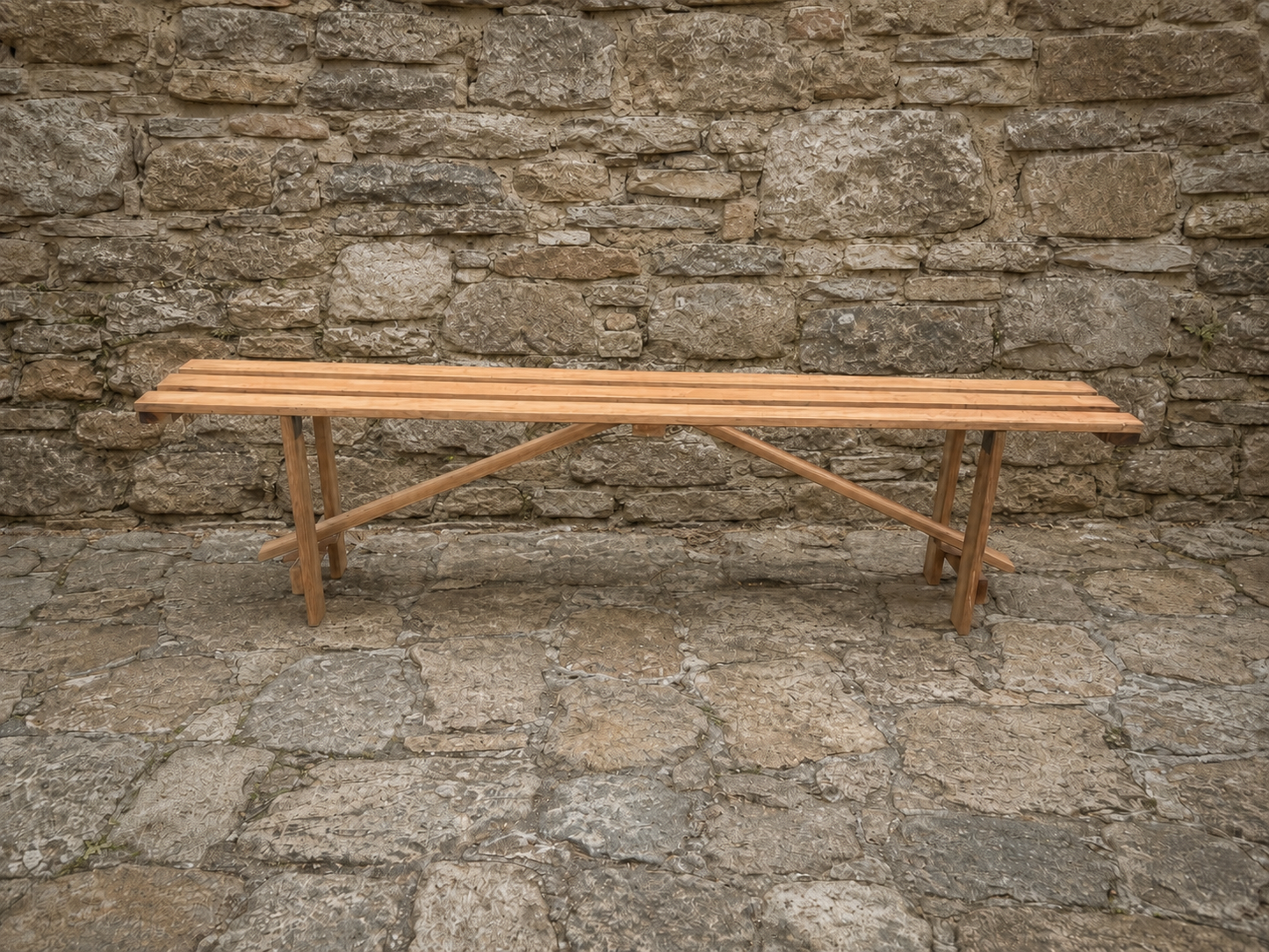 Rustic Handmade Wooden Bench | Traditional Farmhouse Dining Bench c.1980–2000