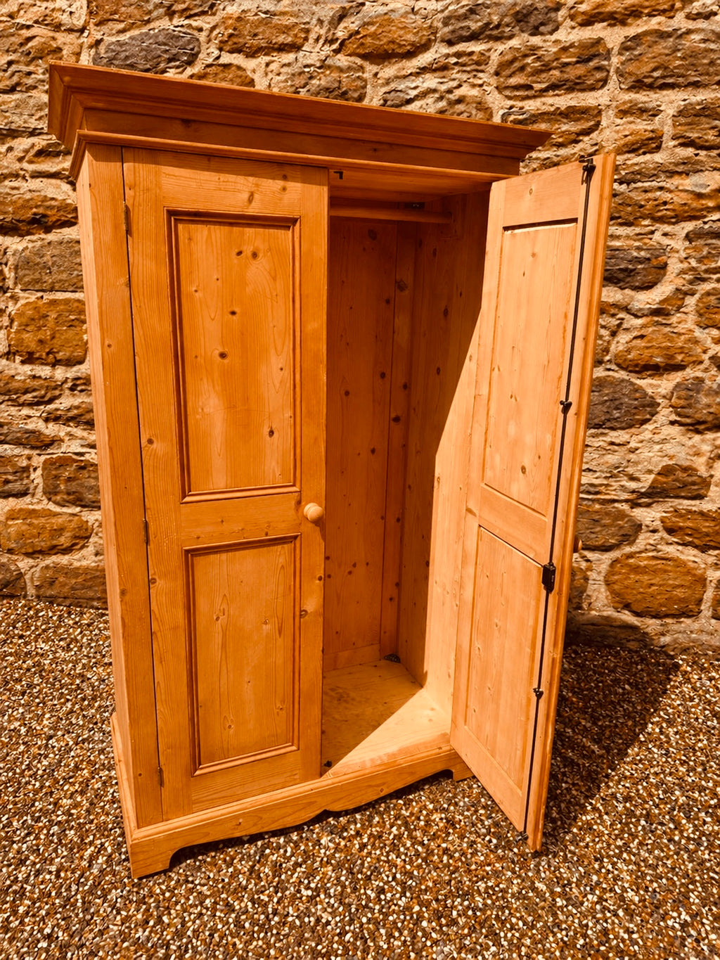 Vintage Pine Wardrobe Cupboard – Rustic Farmhouse Storage Cabinet