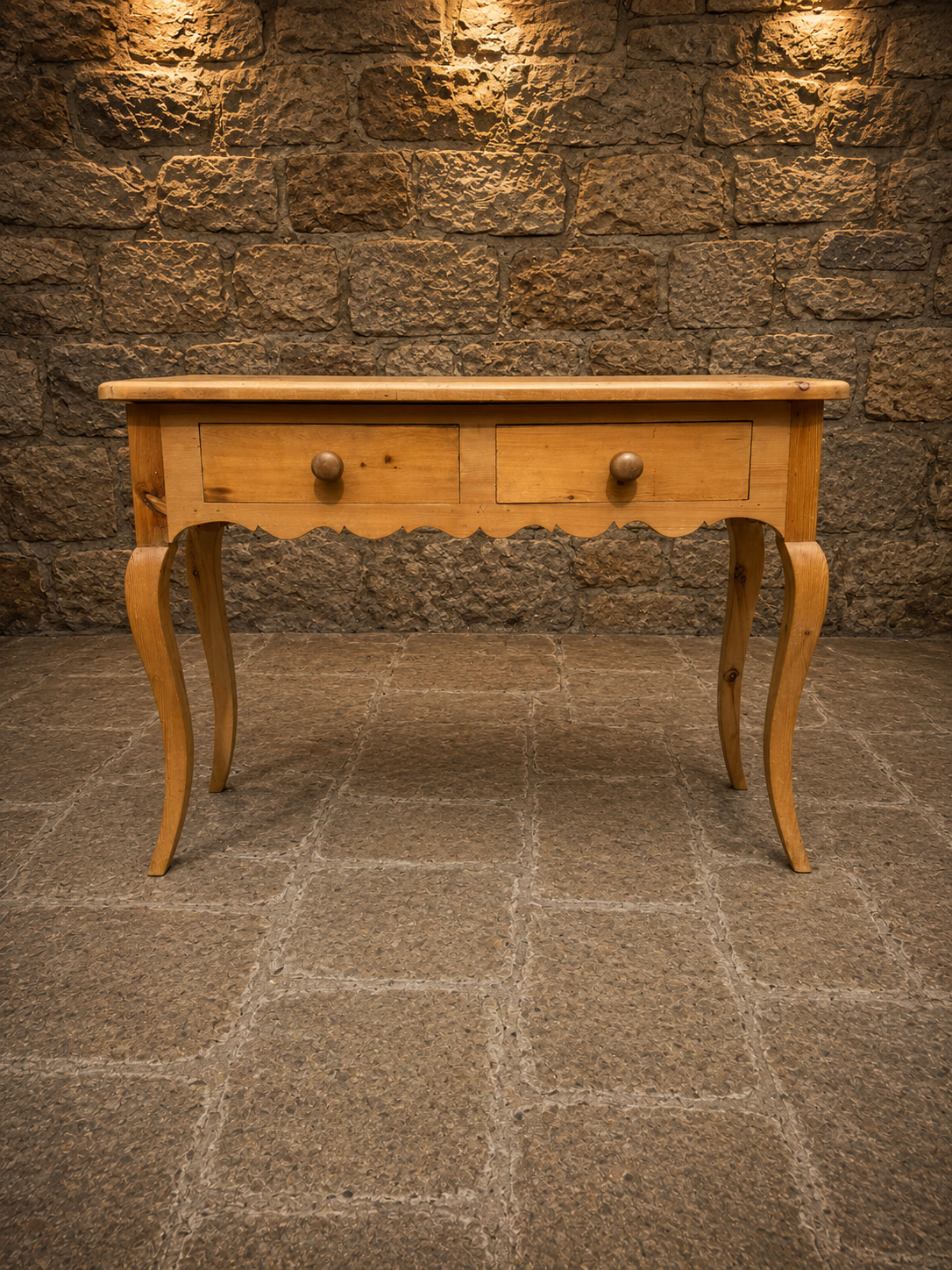 Antique French Provincial Pine Console Table