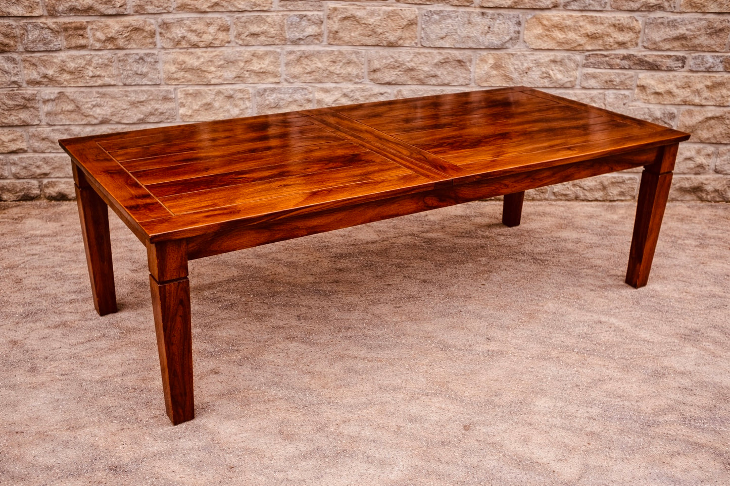 Large Extending Dining Table with Polished Wood Top
