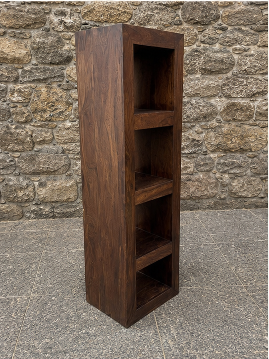 Solid Sheesham Wood Shelving Unit | Modern Rustic Indian Rosewood Bookcase