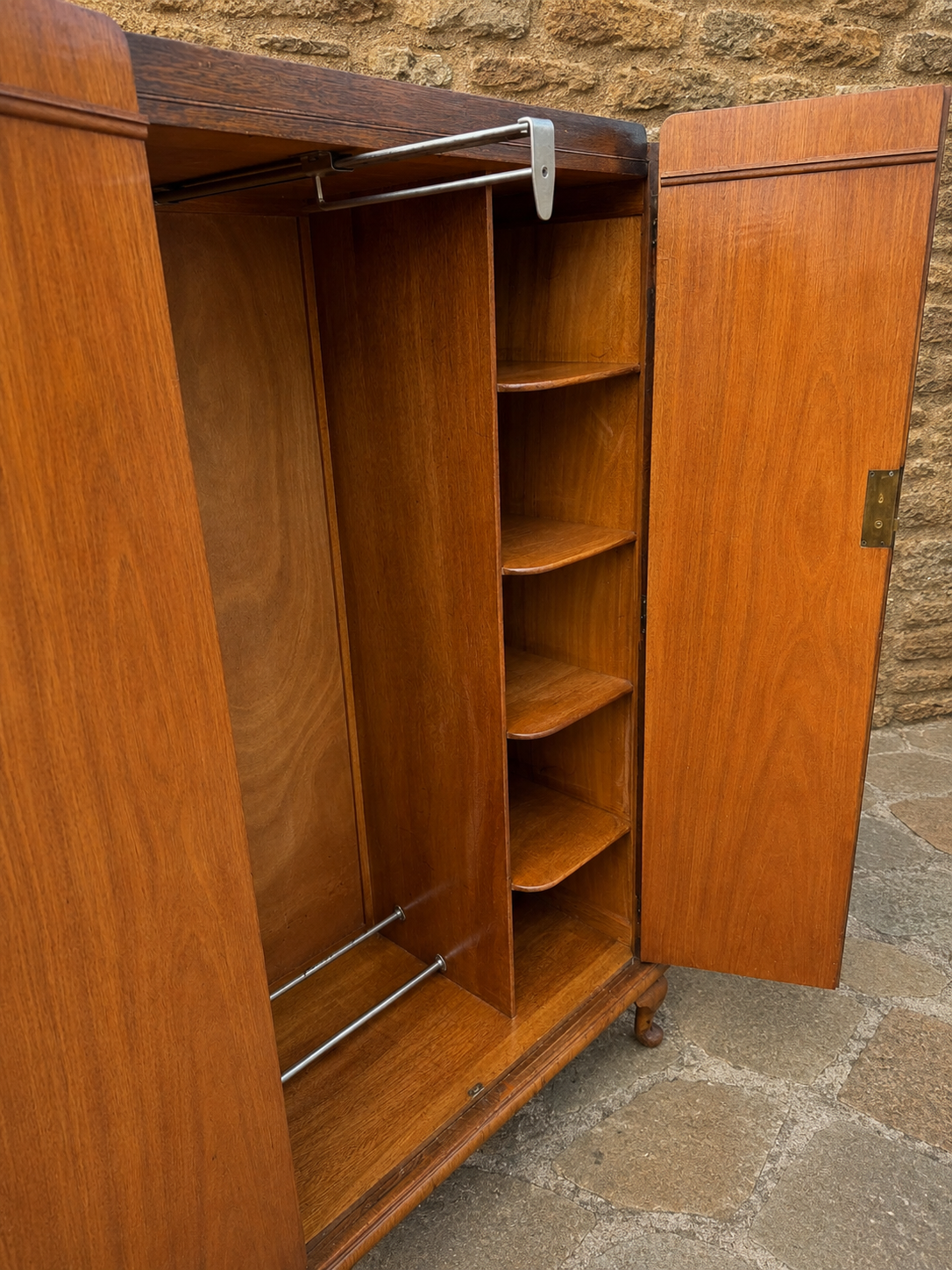 Antique Art Deco Walnut Wardrobe c1930