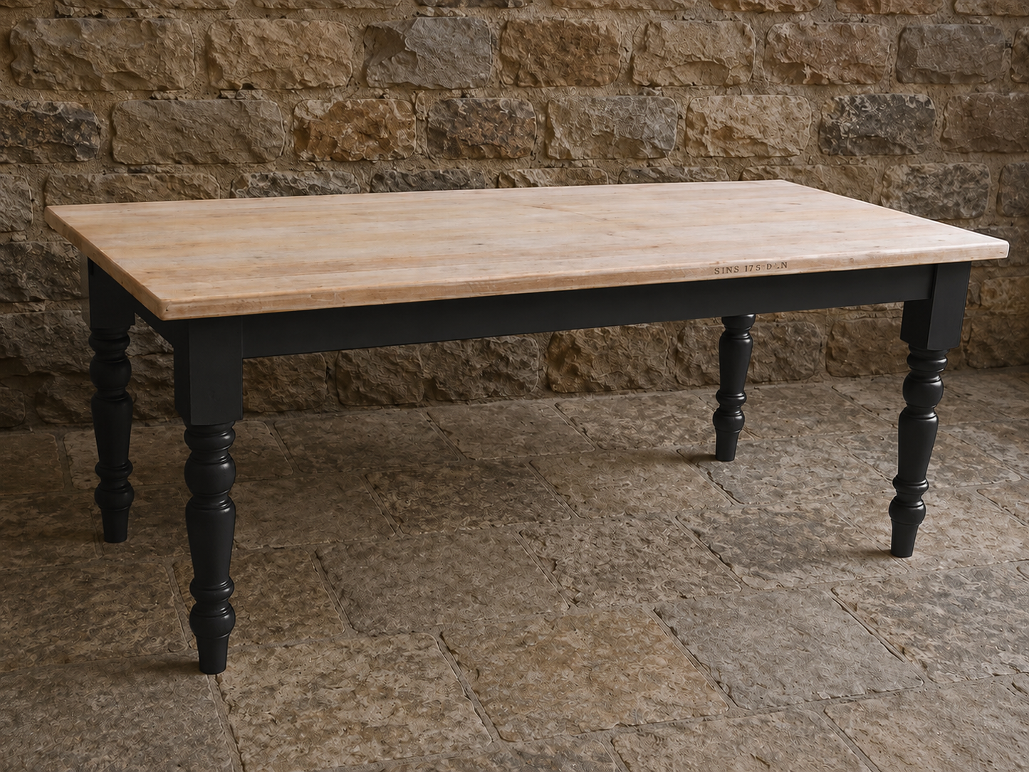 Handmade 6ft Farmhouse Dining Table with Black Base | Bespoke Refectory Table | Custom Farrow & Ball Colours Available