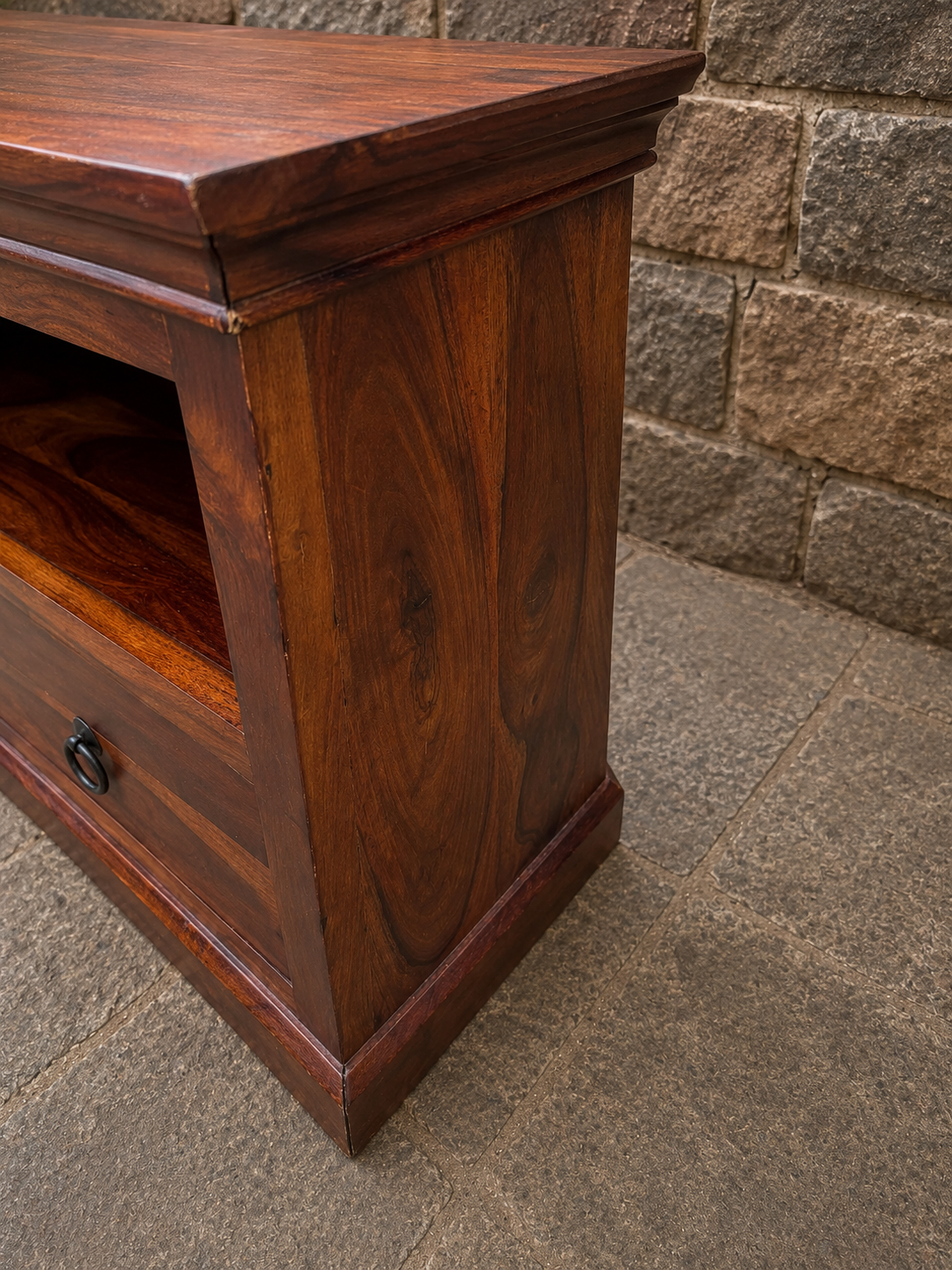 Solid Sheesham Wood TV Unit with Two Drawers