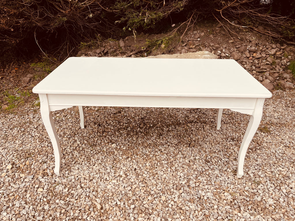 French Style Painted Table – Rustic Farmhouse Console / Desk with Cabriole Legs