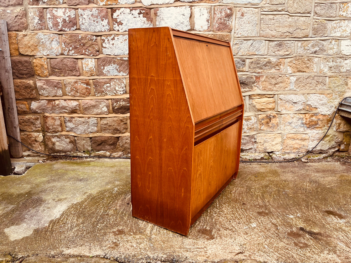 Mid Century Teak Bureau Writing Desk