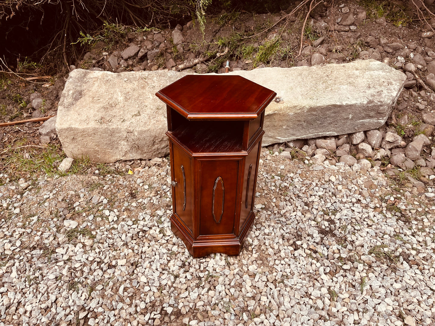 Antique Edwardian Mahogany Hexagonal Telephone Table Cabinet, Circa 1900