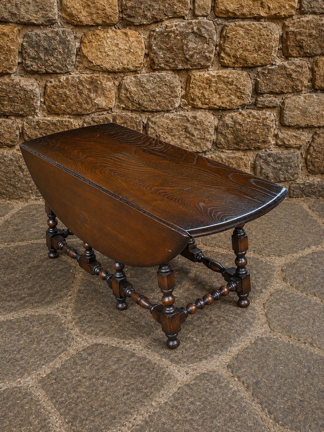 Vintage Jacobean Revival Oak Gateleg Coffee Table