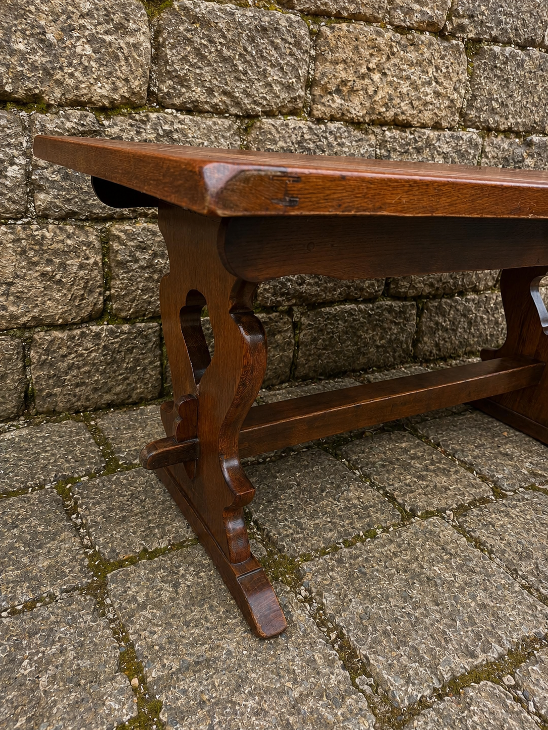 Antique Jacobean Revival Solid Oak Refectory Dining Table