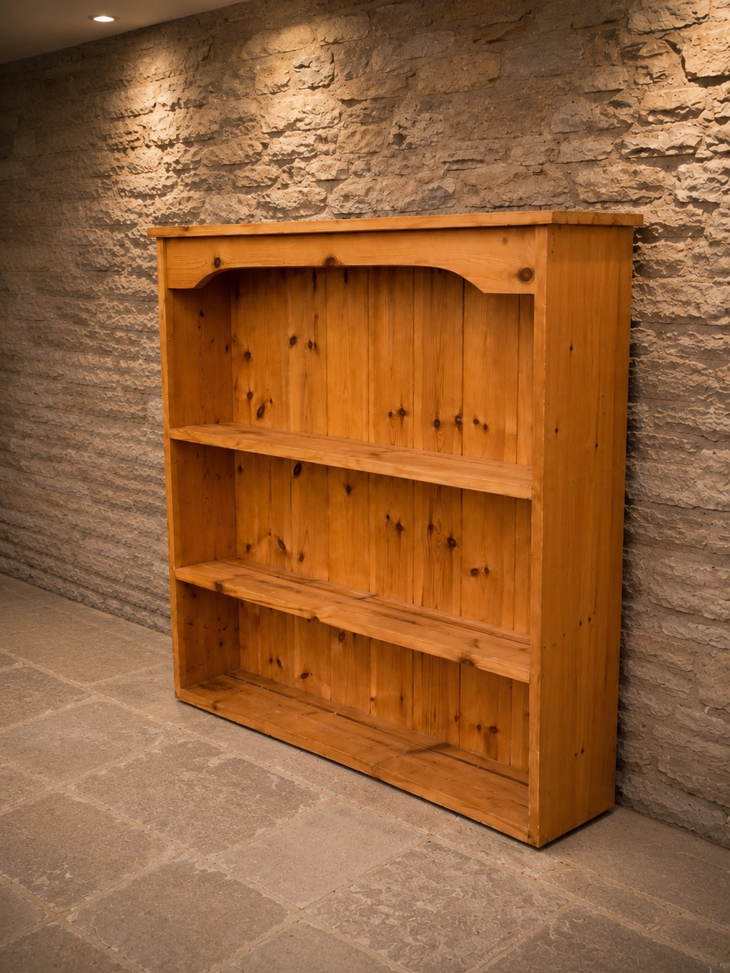 Victorian Pine Open Bookcase | Antique Country Farmhouse Shelving c.1880–1900