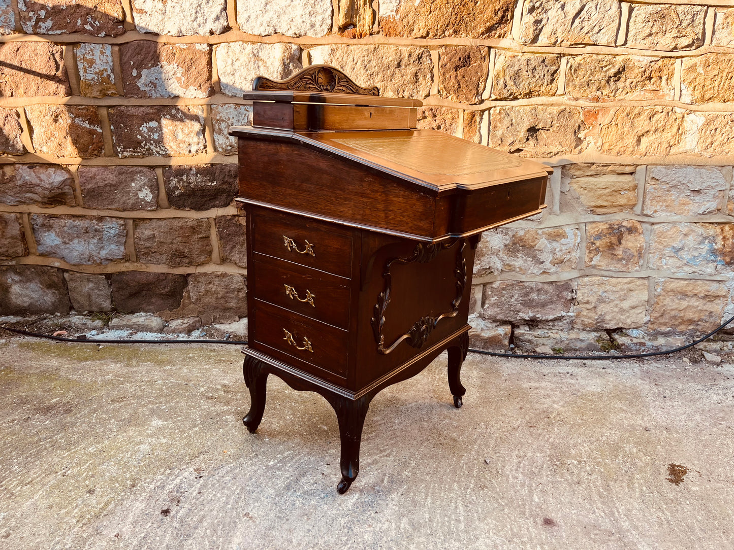 Victorian Mahogany Davenport Writing Desk – Antique Leather Top – Circa 1890