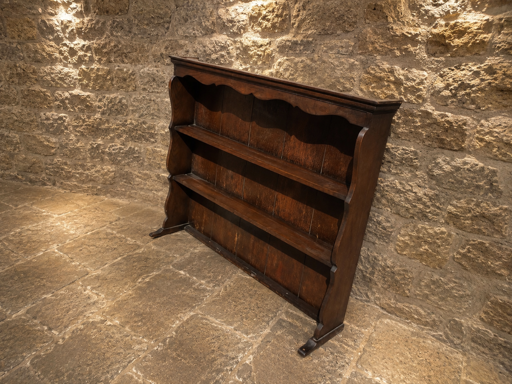 Early 20th Century Oak Plate Rack – Antique Country House Display Shelves