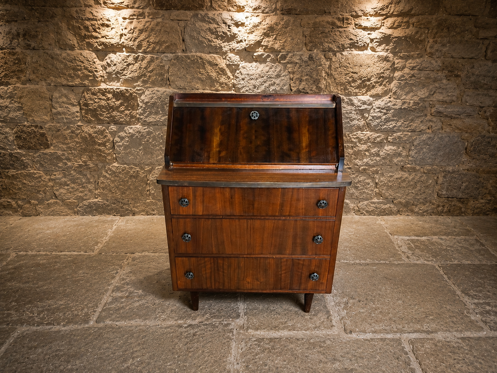 Mid Century Teak Bureau Chest with Fall Front Writing Desk