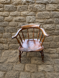 Antique Elm Smokers Bow Windsor Armchair