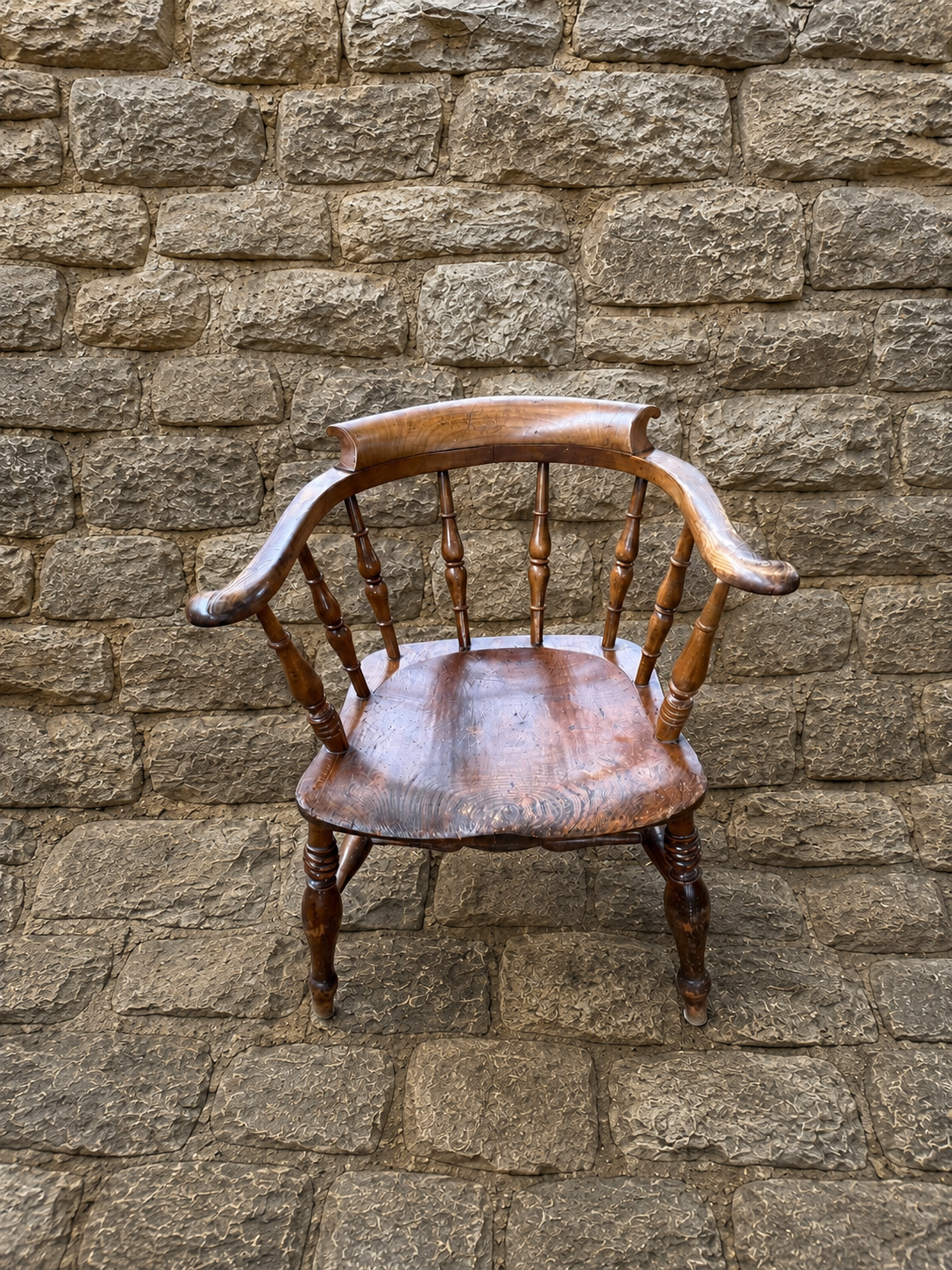 Antique Elm Smokers Bow Windsor Armchair
