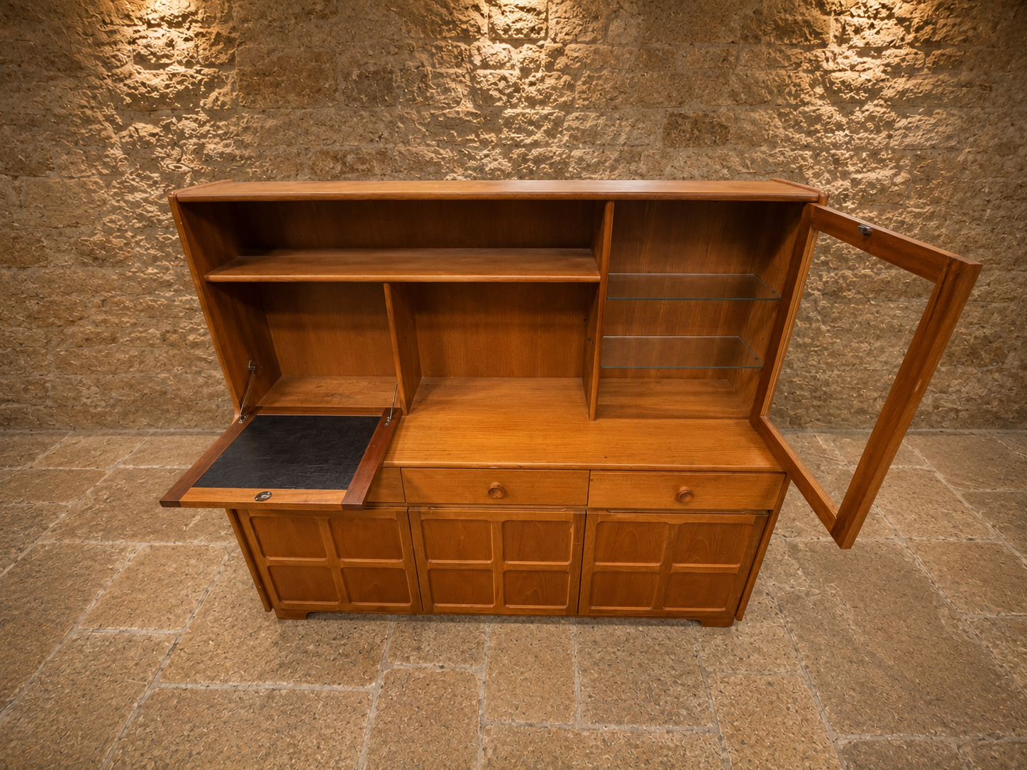 Mid Century Teak Display Cabinet | Vintage Scandinavian Dresser | 1960s Teak Sideboard | Danish Style Drinks Cabinet | Retro Display Unit