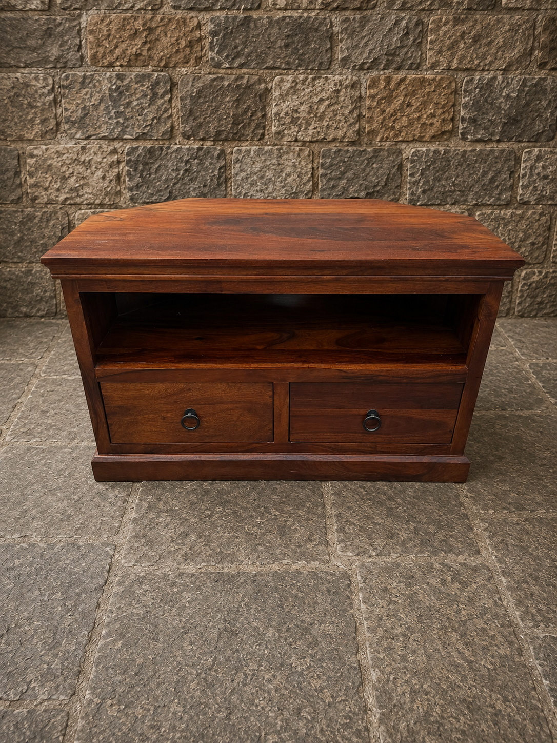 Solid Sheesham Wood TV Unit with Two Drawers