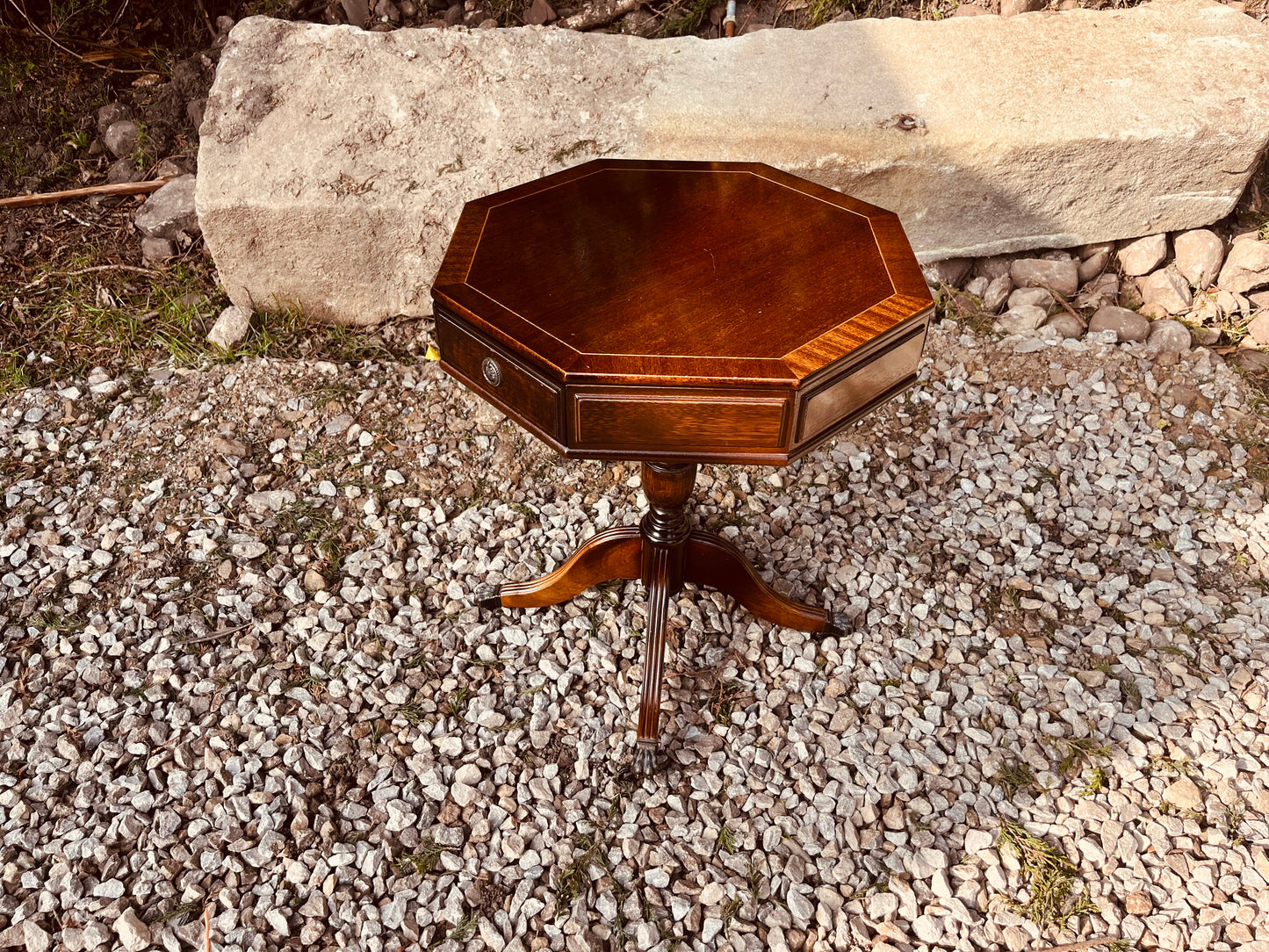 Georgian Style Octagonal Mahogany Lamp Table With Drawer