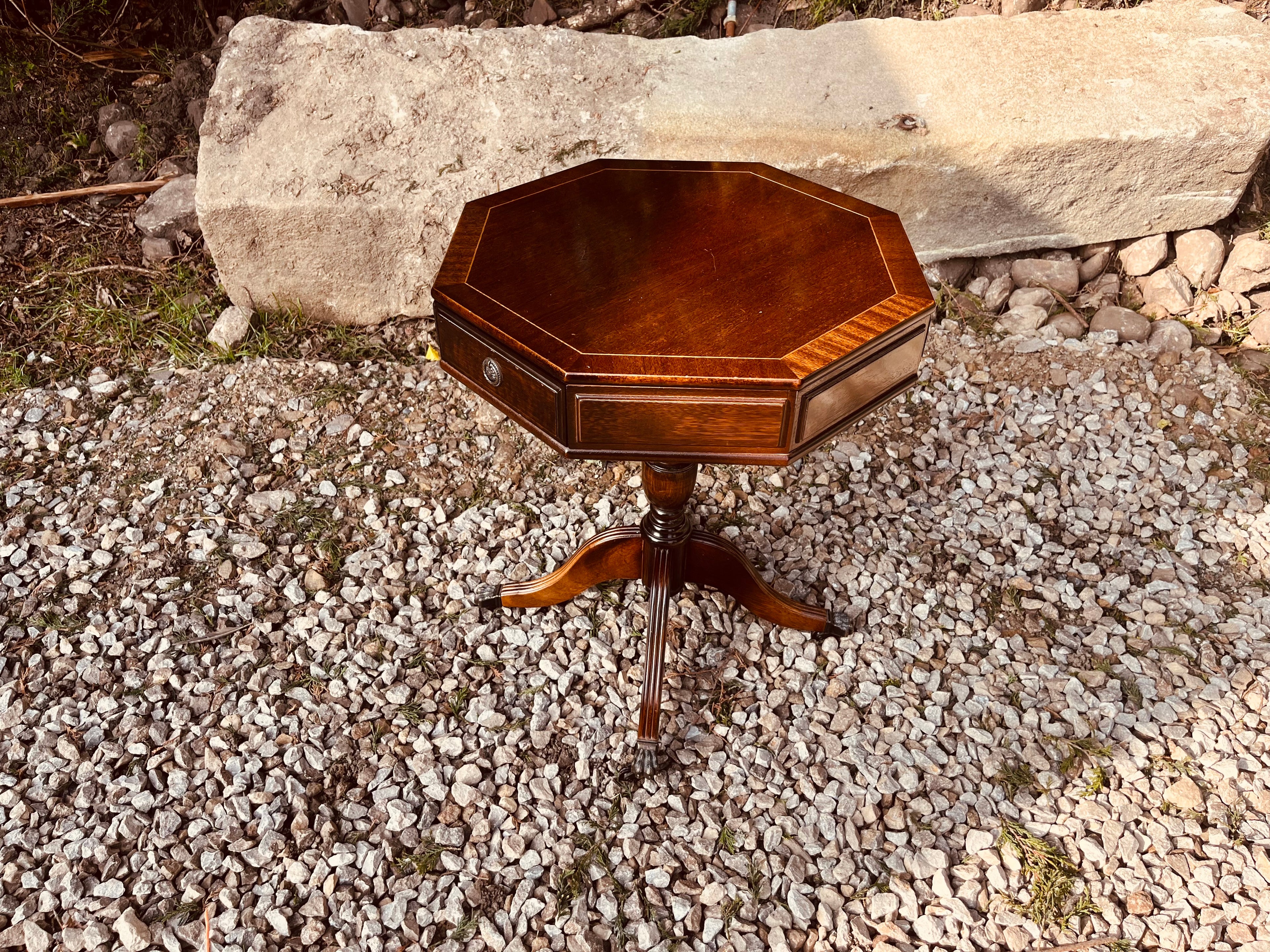 Georgian Style Octagonal Mahogany Lamp Table With Drawer