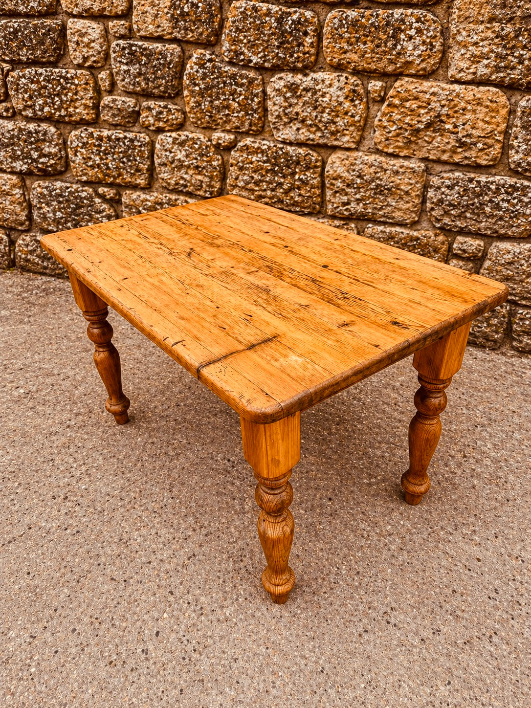 Antique Pine Farmhouse Table – Victorian Rustic Kitchen Dining Table Circa 1900