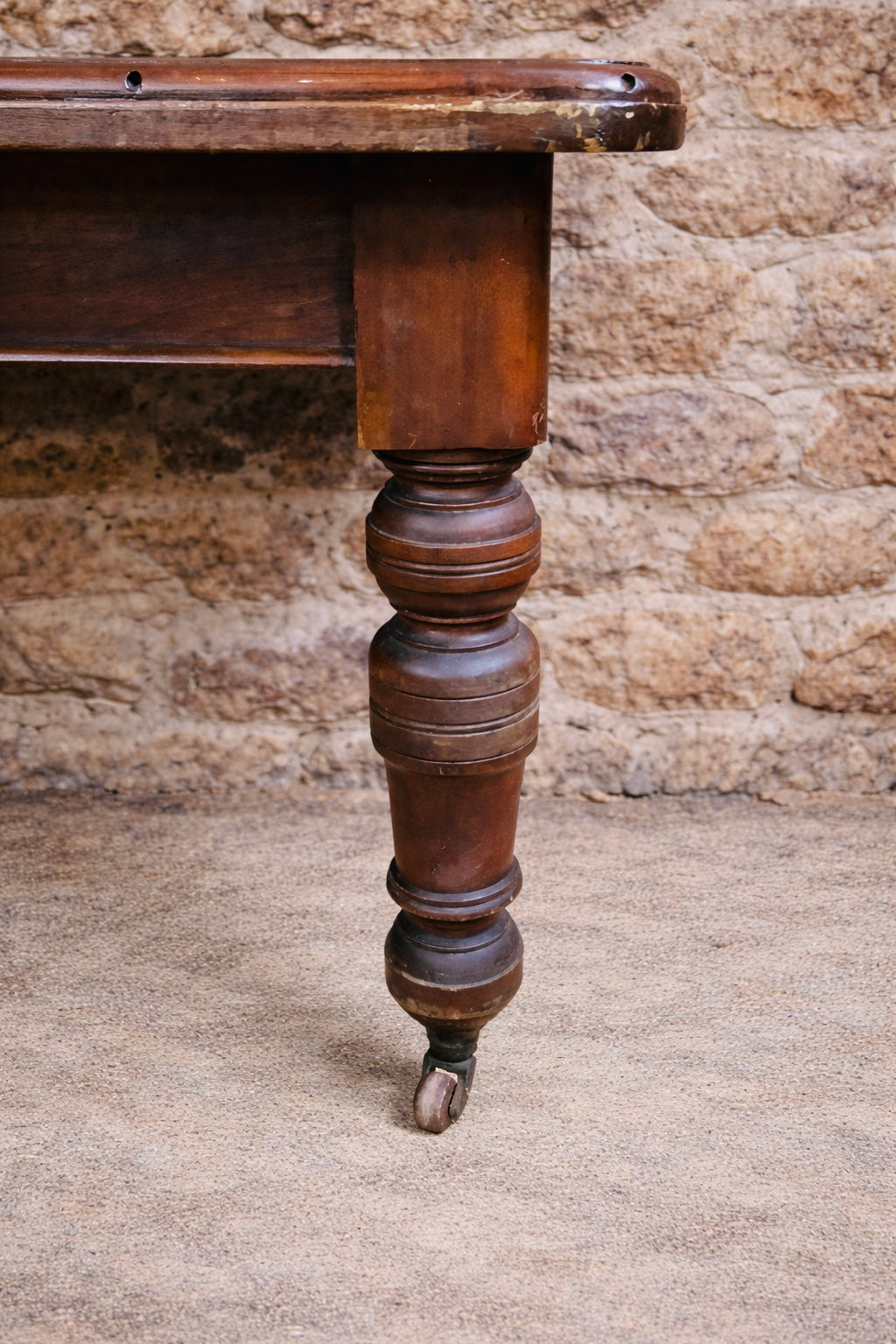 Victorian Extending Dining Table with Turned Legs on Castors