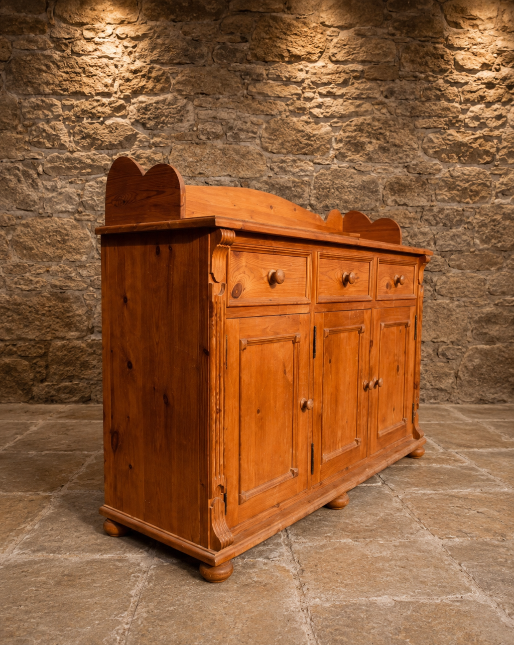 Vintage Solid Pine Welsh Dresser Base | Farmhouse Kitchen Sideboard | Rustic Country Storage Cabinet | English Pine Cupboard