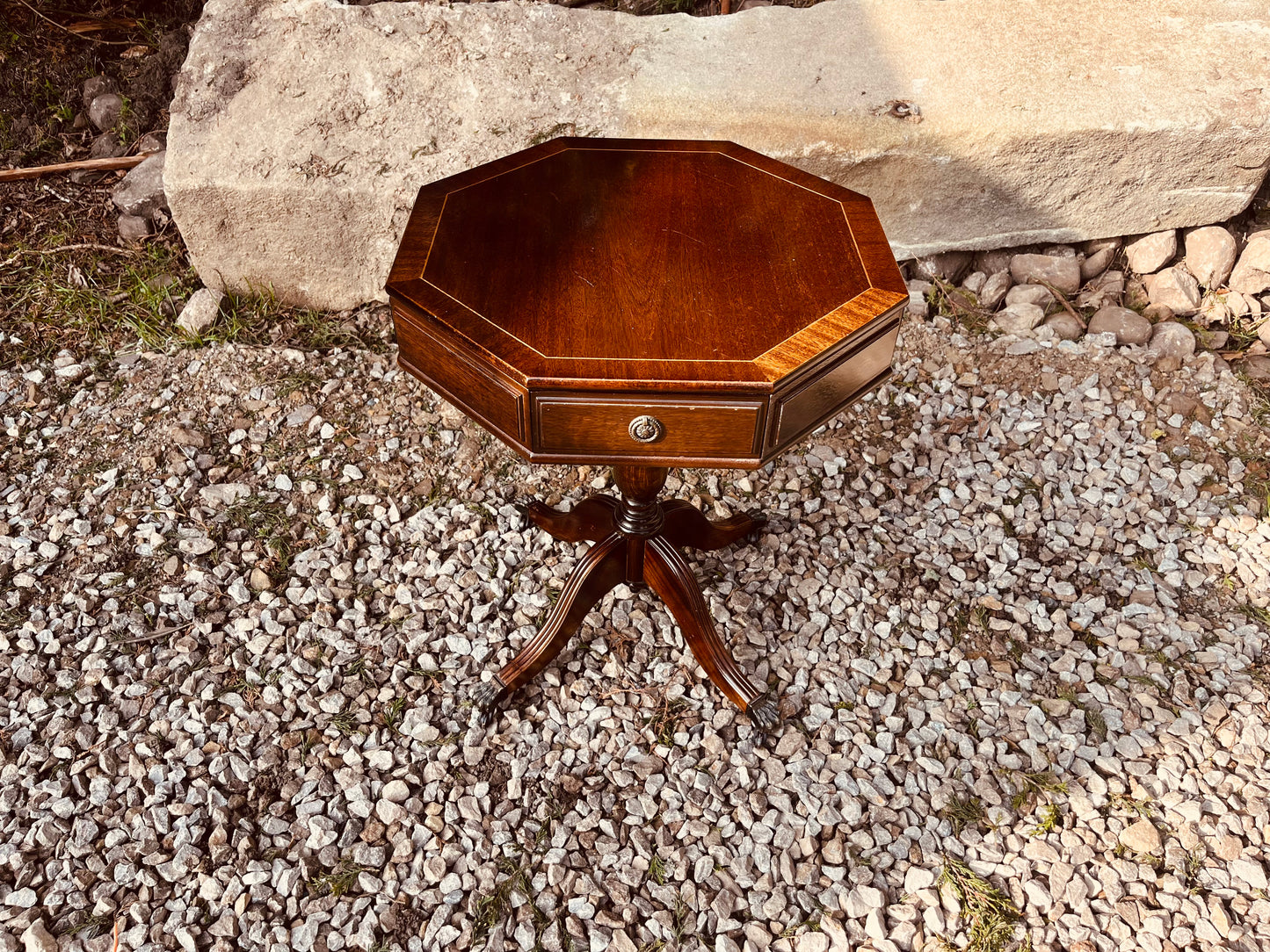 Georgian Style Octagonal Mahogany Lamp Table With Drawer