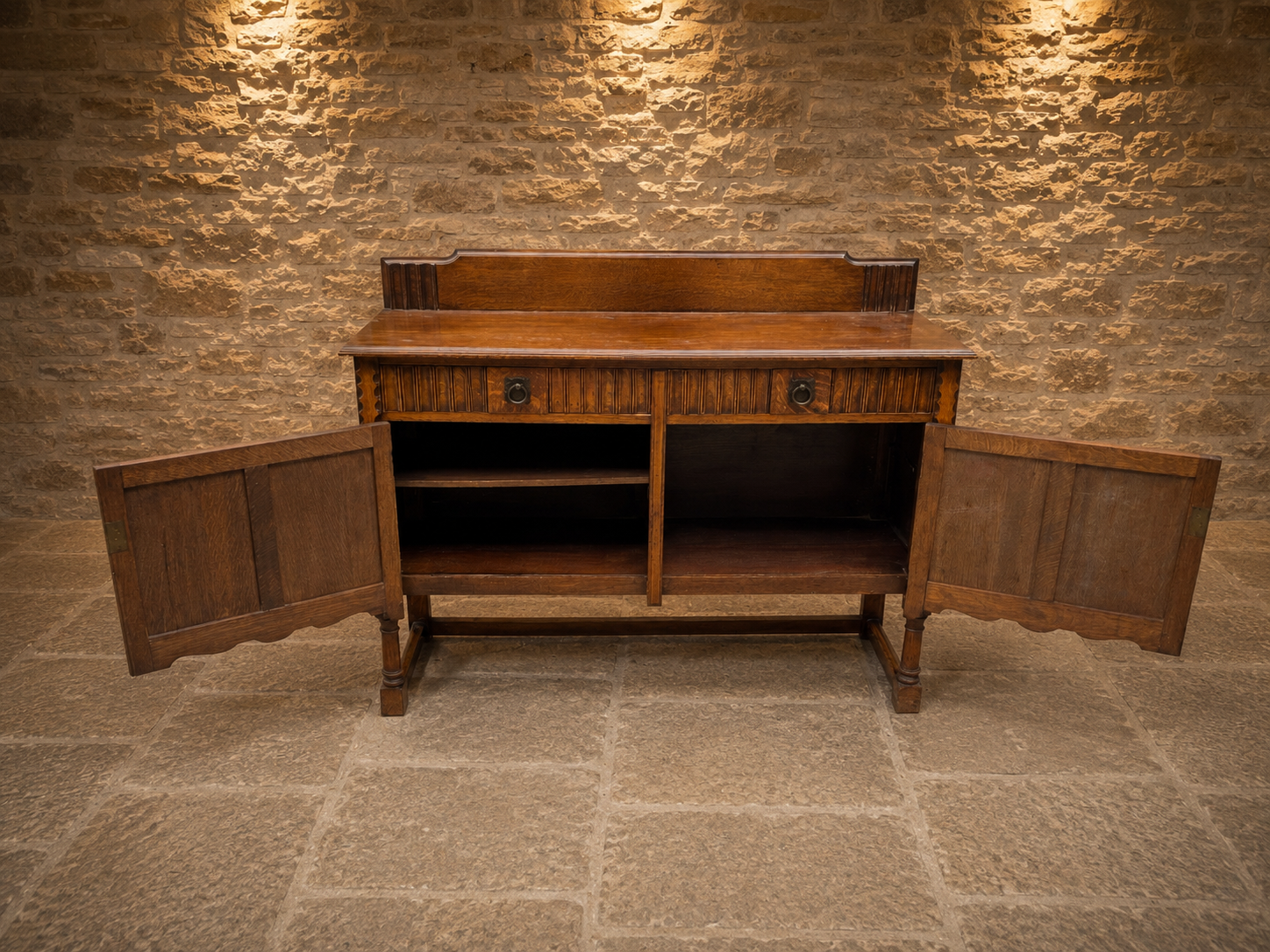 Antique Oak Arts & Crafts Sideboard – Jacobean Revival Country House Cupboard