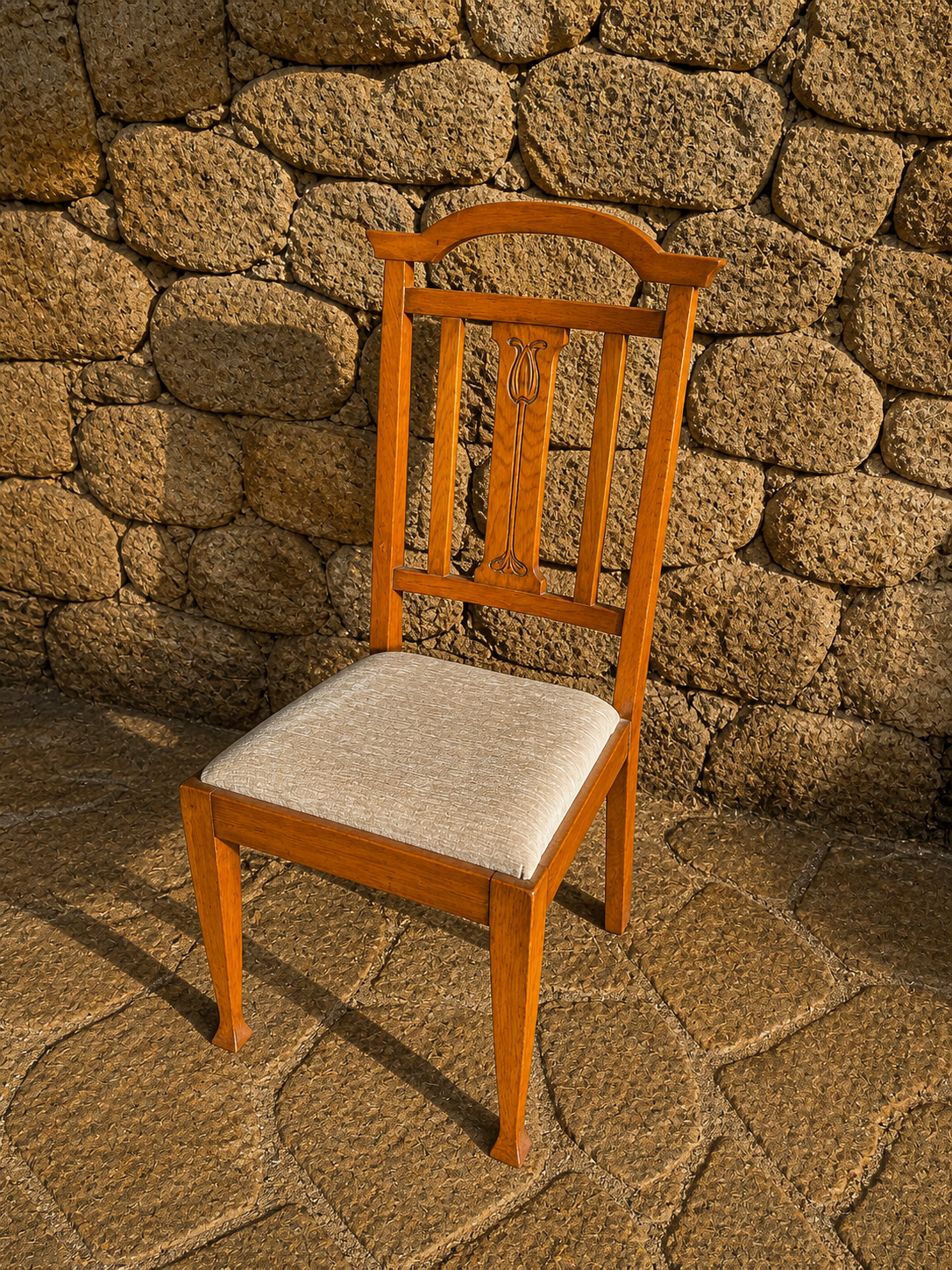 Edwardian Mahogany Side Chair c.1900–1920 with Inlaid Tulip Back