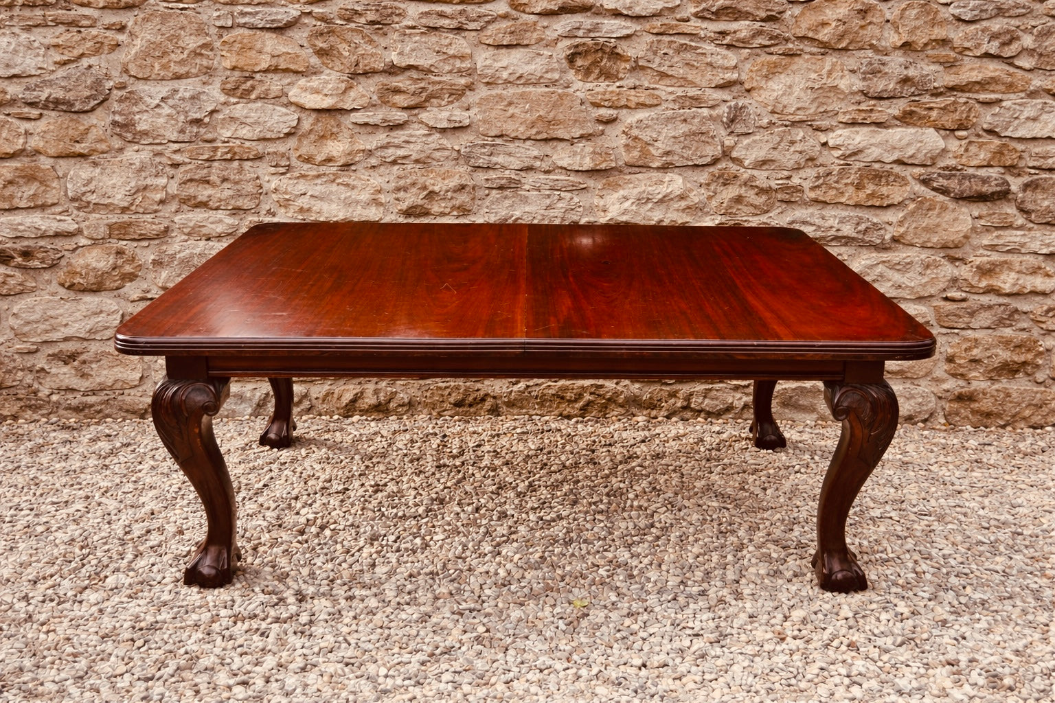 Elegant Mahogany Coffee Table with Cabriole Legs – Vintage Solid Wood Statement Piece