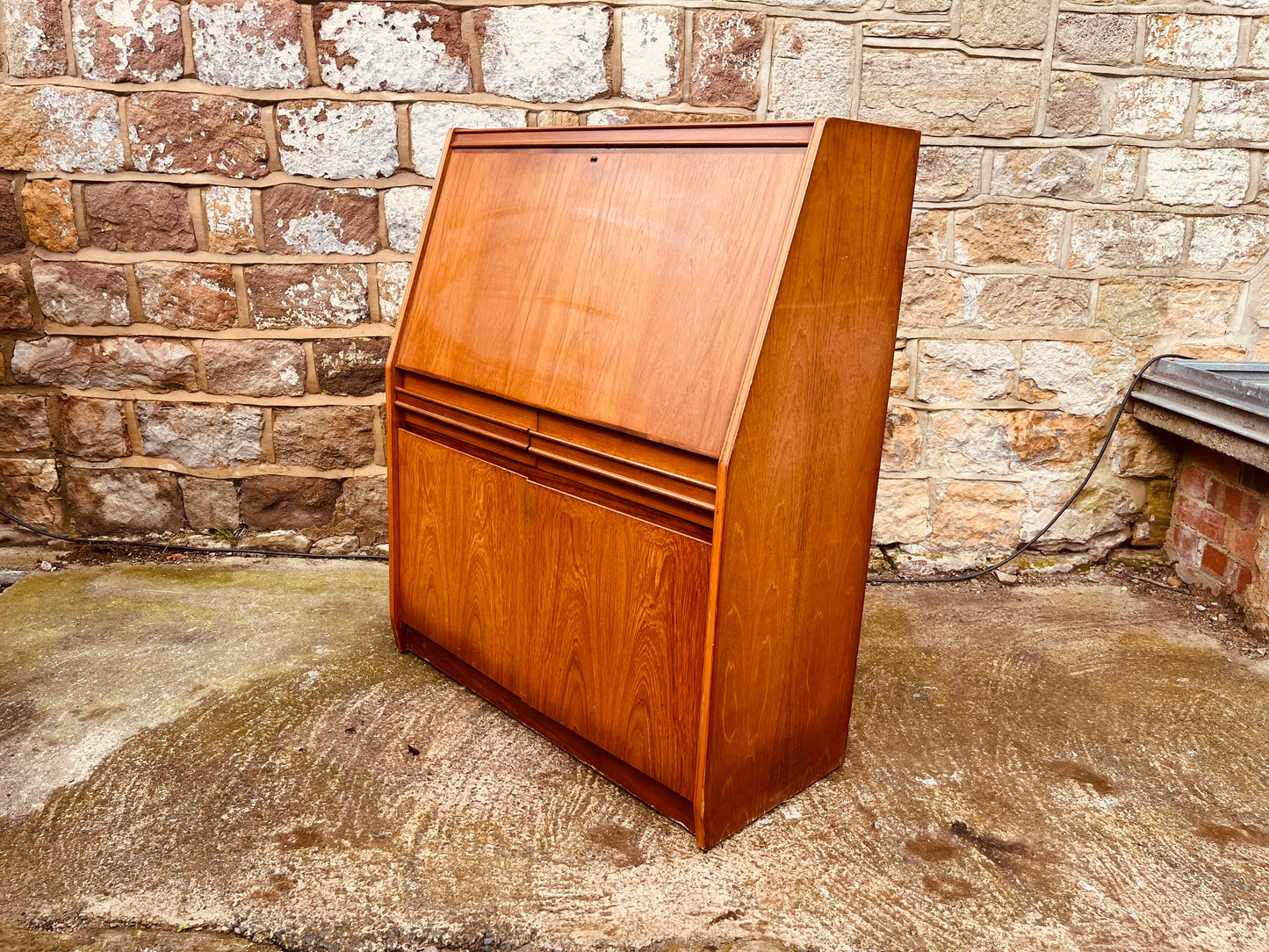 Mid Century Teak Bureau Writing Desk